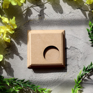 Hand Carved T Light Candle Holder Square